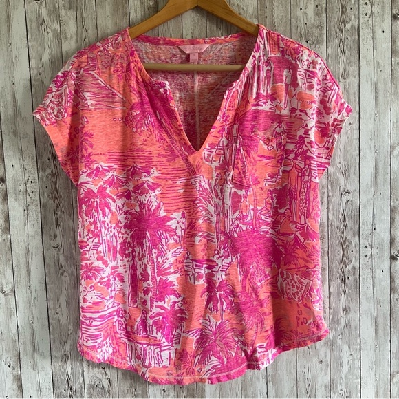 Lilly Pulitzer Linen Short Sleeve Tee Small - Picture 1 of 5